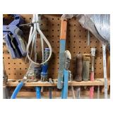 Workshop Hand Tool Collection with Clamps, Hacksaw, Files, and Pliers