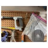 Workshop Hand Tool Collection with Clamps, Hacksaw, Files, and Pliers