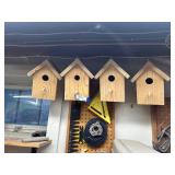 Set of 4 Wooden Birdhouses for Outdoor Use