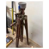 Vintage Cast Iron and Wood Adjustable Tripod Vise Stand