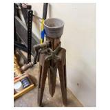 Vintage Cast Iron and Wood Adjustable Tripod Vise Stand