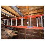 Extension Ladder with Red Aluminum and Steel Construction