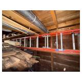 Extension Ladder with Red Aluminum and Steel Construction