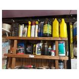 Collection of Automotive Fluids, Sprays, and Hand Tools