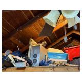 Attic Collection with Vintage Apple Mac Pro Tower, Storage Bins, and Miscellaneous Items