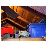 Attic Collection with Vintage Apple Mac Pro Tower, Storage Bins, and Miscellaneous Items