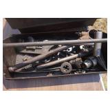 Plumbers Metal Tool Box With Pipe Cutter Threader With Assorted Dies
