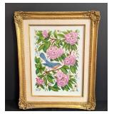 Vintage Framed Boehm Porcelain Eastern Bluebird Plaque