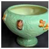 Roseville Pottery Bittersweet Green Footed Ceramic Bowl