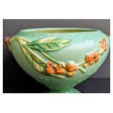 Roseville Pottery Bittersweet Green Footed Ceramic Bowl
