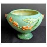 Roseville Pottery Bittersweet Green Footed Ceramic Bowl