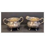 Pair of Scandinavian 830 Sterling Silver Sugar and Creamer Set