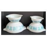 Pyrex Teal Amish Butterprint Mixing Bowl Set