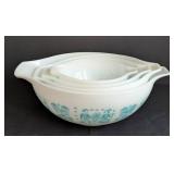 Pyrex Teal Amish Butterprint Mixing Bowl Set
