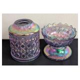 Fenton Purple Iridescent Glass Fairy Lamp