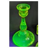 Assorted Uranium Glass Candleholders