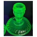 Two Sets of Uranium Glass Candleholders