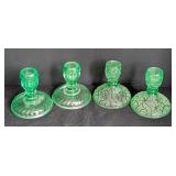 Two Sets of Uranium Glass Candleholders