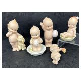 Collection of Five Collectible Jesco and Enesco Kewpie Porcelain  Dolls including Enesco Kewpie Figurine “Kewpie Bath Time”