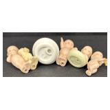 Collection of Five Collectible Jesco and Enesco Kewpie Porcelain  Dolls including Enesco Kewpie Figurine “Kewpie Bath Time”