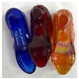 Three Vintage Fenton Glass Shoe Figurines
