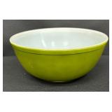 Vintage Verde Green Pyrex Mixing Bowl and Two Vintage Yellow Pyrex Mixing Bowls