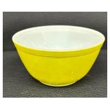 Vintage Verde Green Pyrex Mixing Bowl and Two Vintage Yellow Pyrex Mixing Bowls