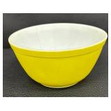 Vintage Verde Green Pyrex Mixing Bowl and Two Vintage Yellow Pyrex Mixing Bowls