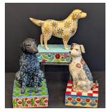 Three Jim Shore Heartwood Creek Dog Figurines
