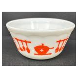 Two Hazel Atlas Orange Kitchen Aids / Dutch Treat Scalloped Rim Bowls