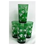 Set of Four Vintage Anchor Hocking Green Grapes and Leaves Glass Tumblers