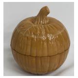 Vintage Caramel Slag Glass Pumpkin Lidded Dish