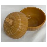 Vintage Caramel Slag Glass Pumpkin Lidded Dish