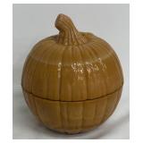 Vintage Caramel Slag Glass Pumpkin Lidded Dish