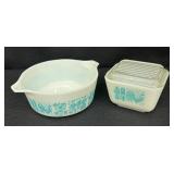Vintage Pyrex Butterprint Covered Refrigerator Dish and Casserole Dish