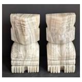 Pair of Large Carved Onyx Bookends