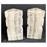 Pair of Large Carved Onyx Bookends