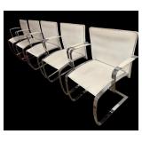Set of 5 Italian Crafted Enrico Pellizzoni White Leather Dining Chairs