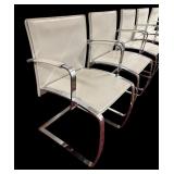 Set of 5 Italian Crafted Enrico Pellizzoni White Leather Dining Chairs