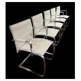 Set of 5 Italian Crafted Enrico Pellizzoni White Leather Dining Chairs