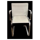 Set of 5 Italian Crafted Enrico Pellizzoni White Leather Dining Chairs