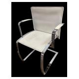 Set of 5 Italian Crafted Enrico Pellizzoni White Leather Dining Chairs