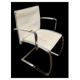 Set of 5 Italian Crafted Enrico Pellizzoni White Leather Dining Chairs