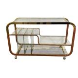 Milo Baughman Style Brass and Glass Etagere