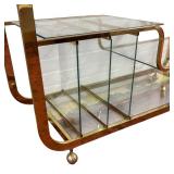 Milo Baughman Style Brass and Glass Etagere