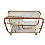 Milo Baughman Style Brass and Glass Etagere