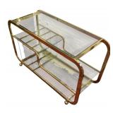 Milo Baughman Style Brass and Glass Etagere