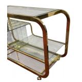 Milo Baughman Style Brass and Glass Etagere