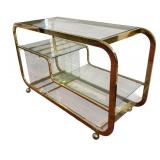 Milo Baughman Style Brass and Glass Etagere