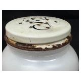 Vintage Anchor Hocking Milk Glass Salt and Pepper Shakers with Pyrex Pie Dishes